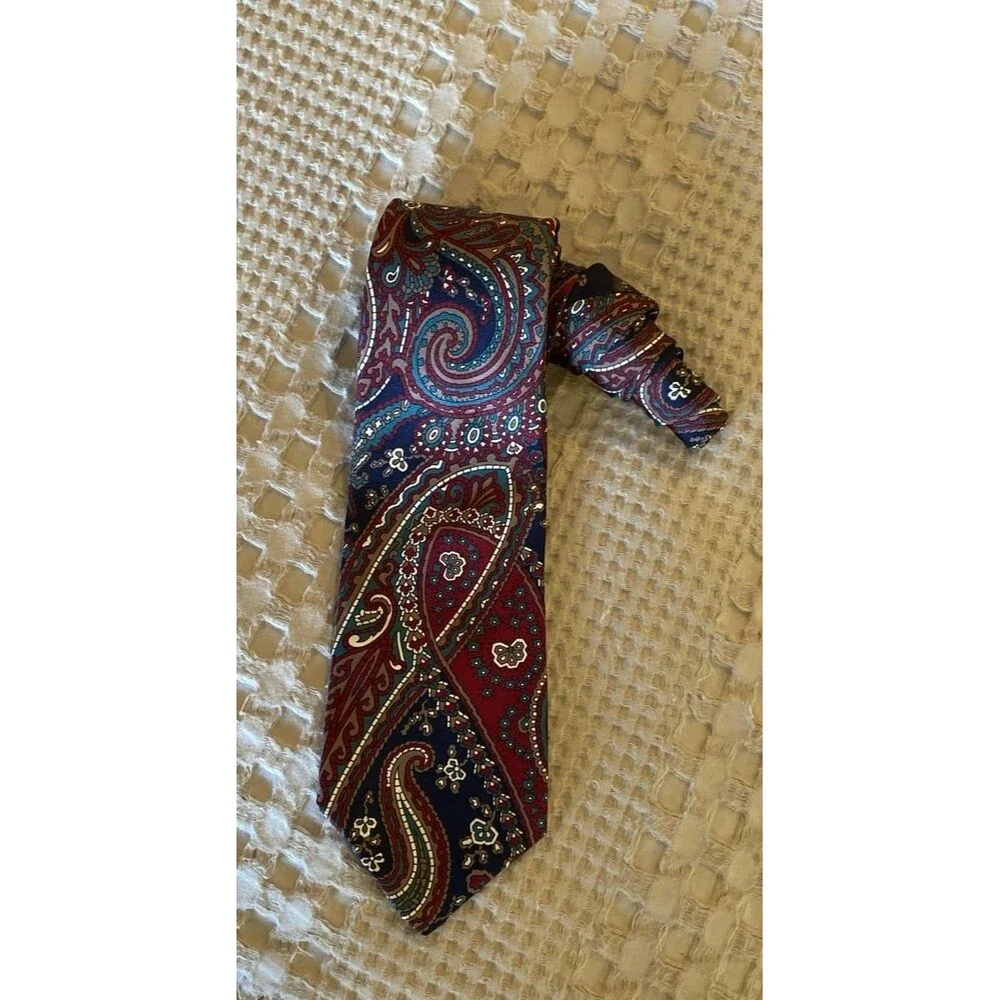 Stafford Necktie Paisley Print Dressy Classic Vintage‎ Look Burgundy Navy Olive